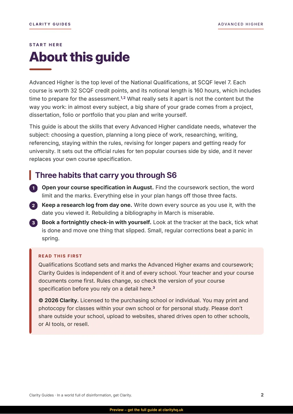 Advanced Higher Survival Guide, preview page 2