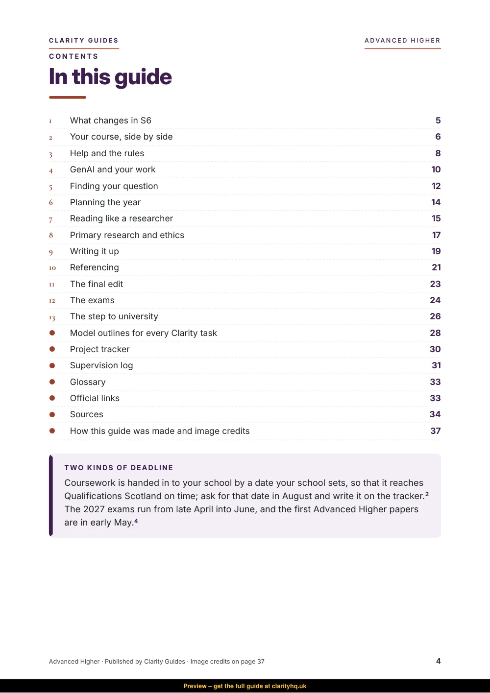 Advanced Higher Survival Guide, preview page 4