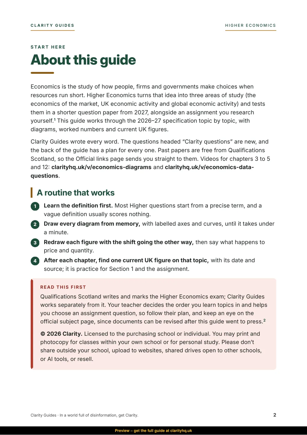 Higher Economics, preview page 2