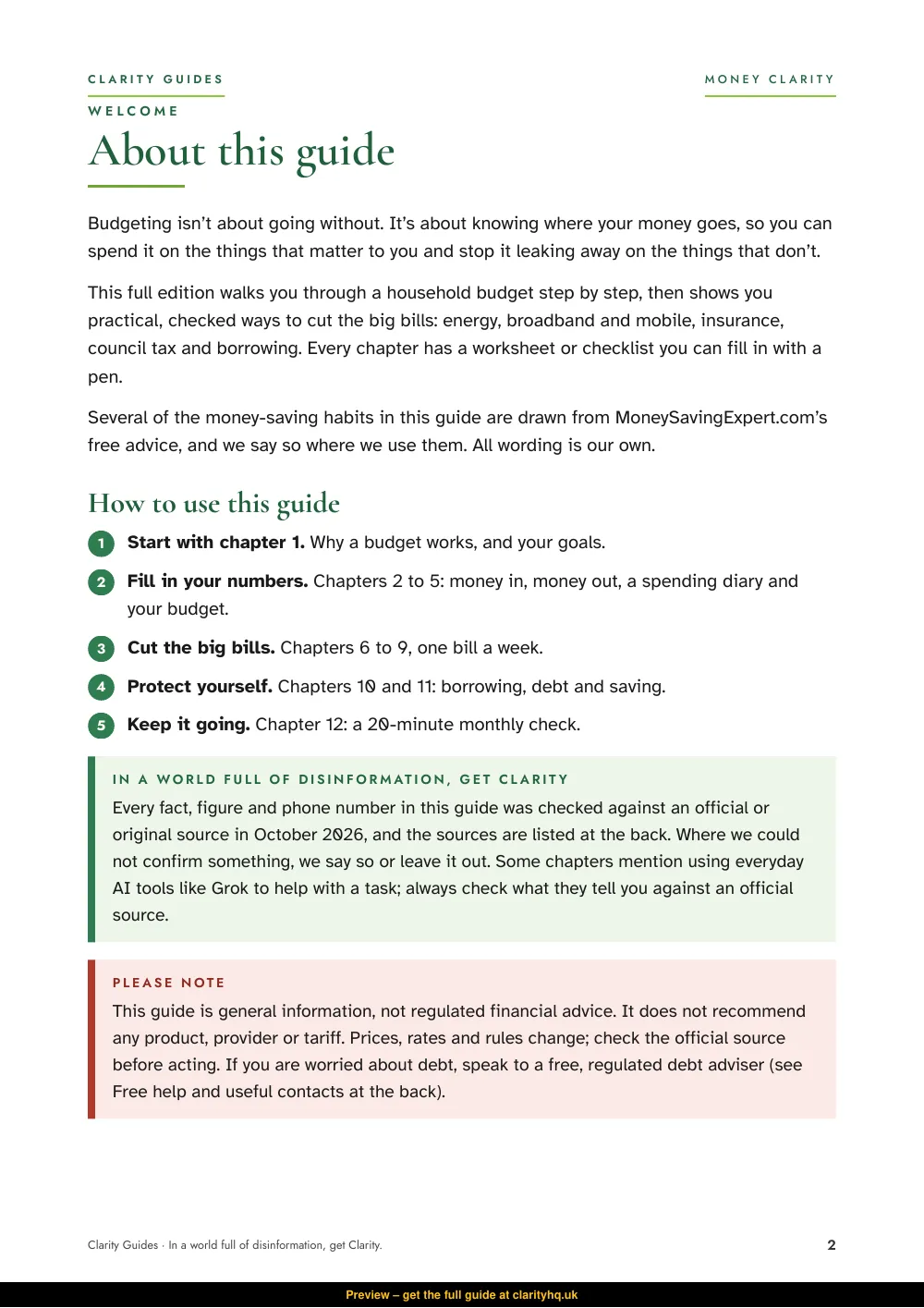 Money Clarity, preview page 2