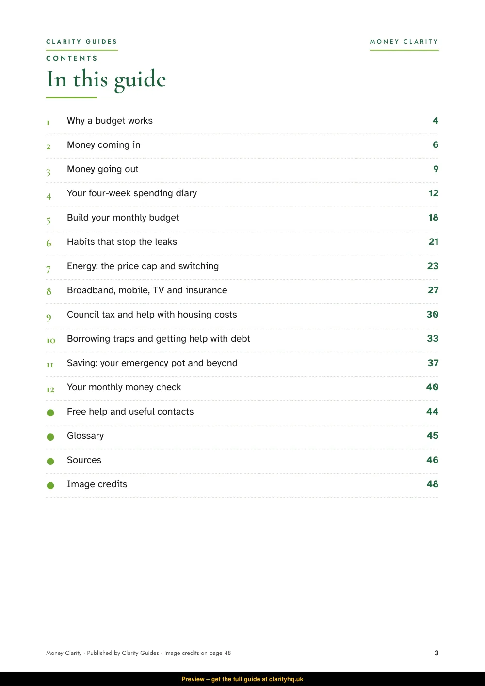 Money Clarity, preview page 3