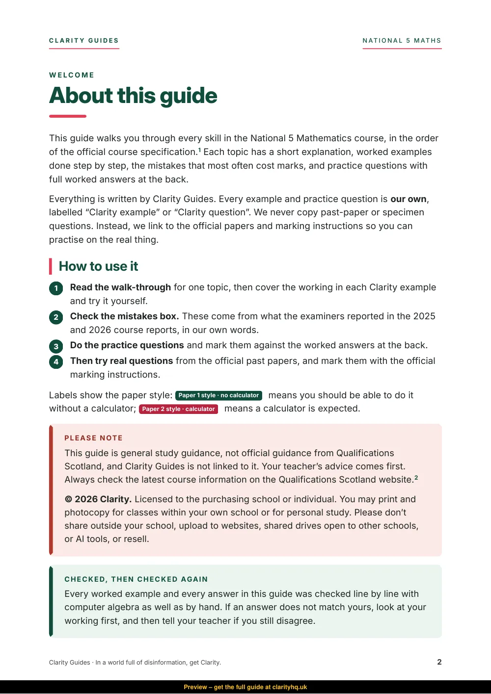 National 5 Maths, preview page 2