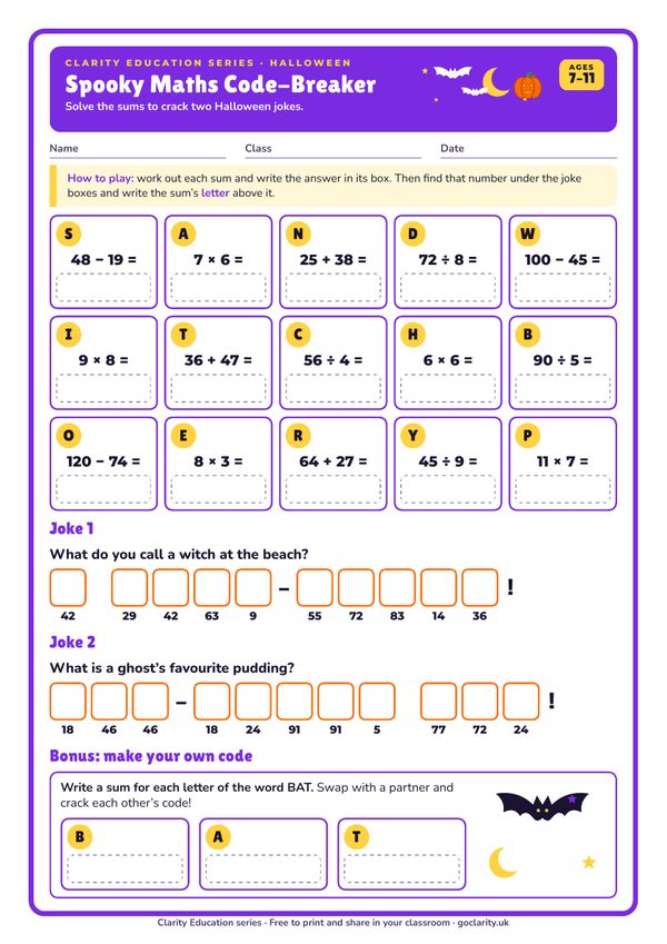 Preview of Halloween worksheet 3